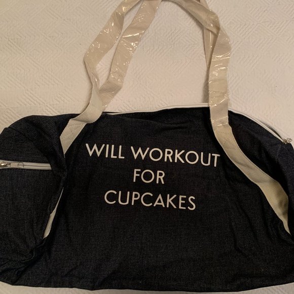 Will Workout for Cupcakes Duffle Gym Bag - Private Party - Denim Blue & White - Picture 3 of 5